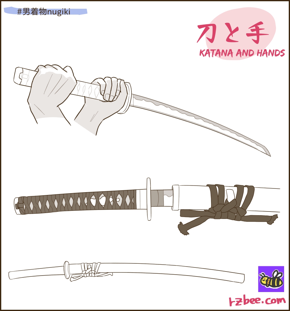 刀と手の描き方 男着物nugiki